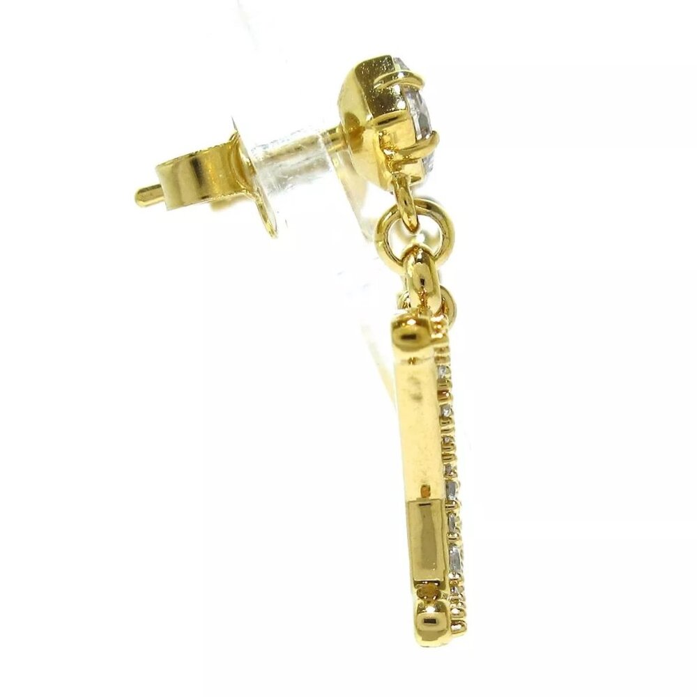100% Authentic LOUIS VUITTON Pierce Lady LV Gold Earrings Hardware - Picture 2 of 7